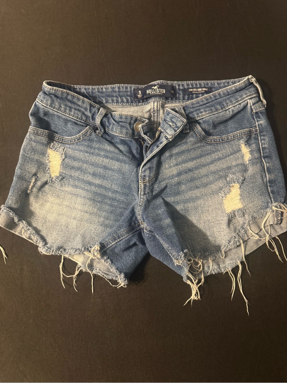 Hollister Women's Frayed Light Blue Denim Cutoff Shorts